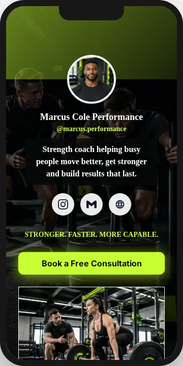MiniMyWay.com business page example for a personal trainer