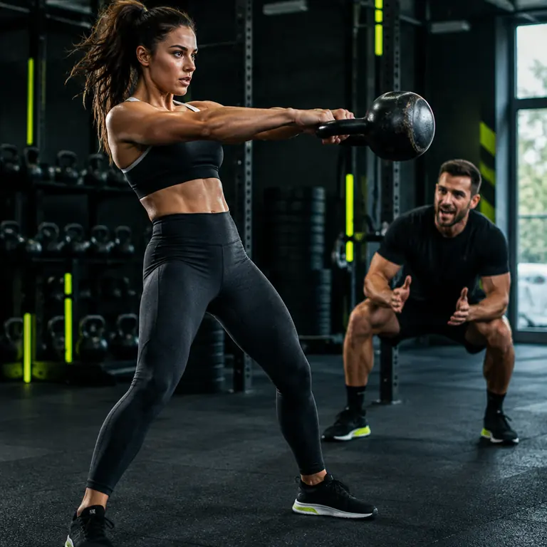 Strength coaching with a kettlebell