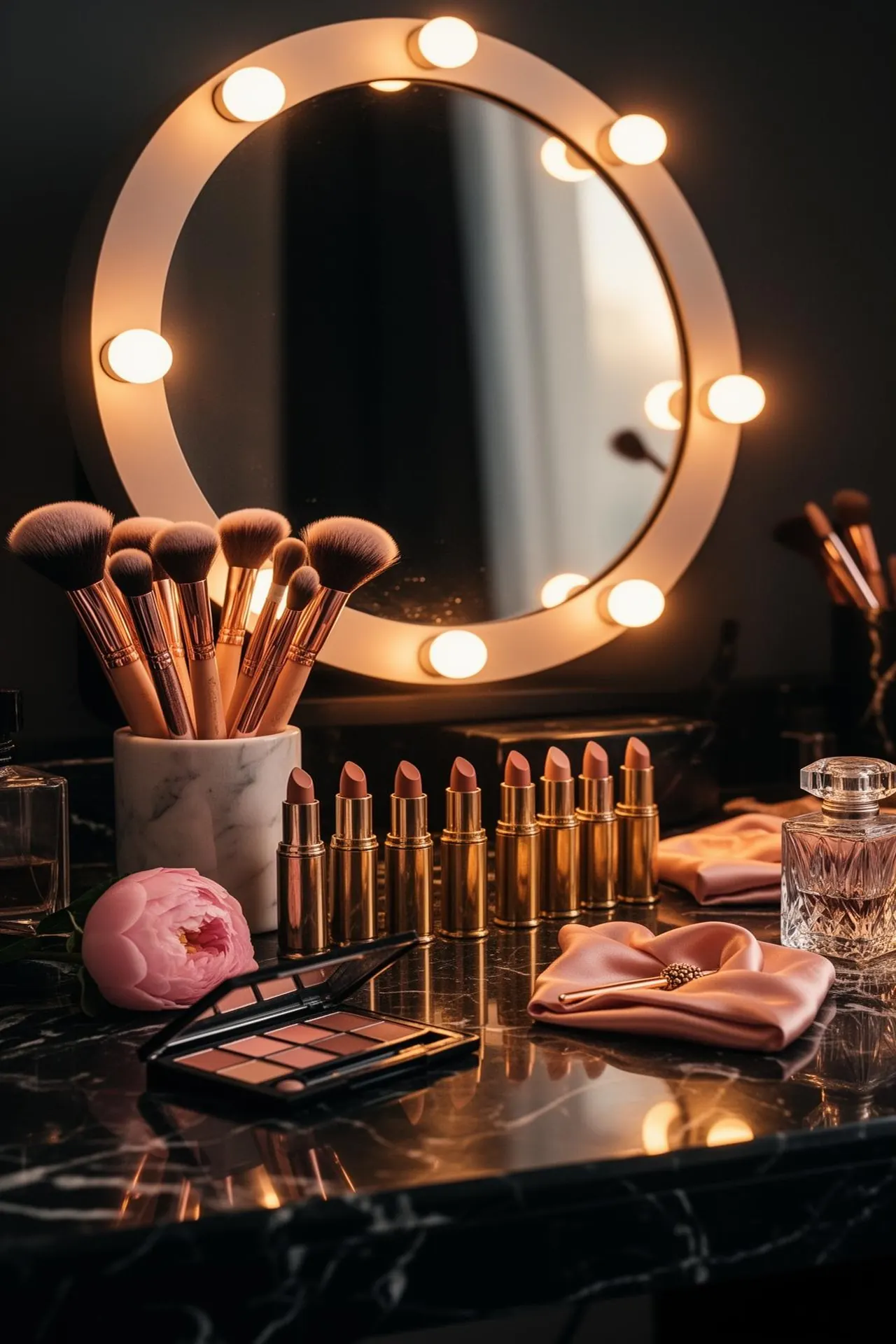 Rouge theme — makeup artist link in bio with rich rose accent